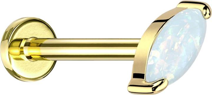 Actual product image Star Piercing Micro labret internal thread gold-plated oval opal white (Titanium G23, without brass)
