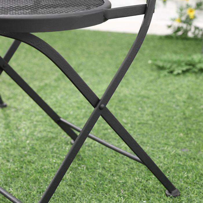 Produktbild Swisshandel24 Gartenmöbel-Set Gartenlounge Balkonmöbel Set für 2 Personen Essgruppe 1 Tisch+2 Stühle Metall Schwar (55.50 cm)