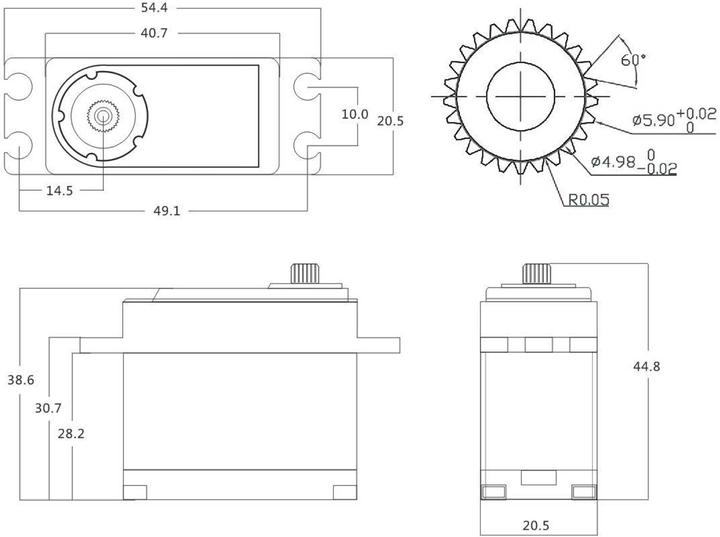 Immagine prodotto Power HD Servo WH-20KG / 20.0kg/0.08sec / 6V - 8.4V / Digitale / Impermeabile / Caso Alu