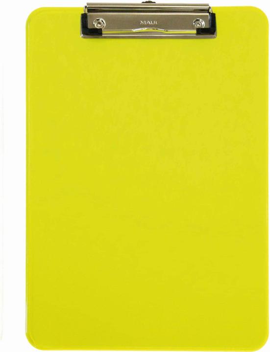 Maul Appunti al neon, DIN A4, plastica giallo trasparente, piatto, terminale a clip nichelato (22,6 x 31,8 cm)