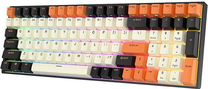 Actual product image Royal Kludge Mechanical keyboard RK100 RGB, brown switch (black-orange) (Eng. Int., Wireless)