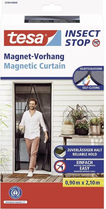 Image du produit tesa Moustiquaire magnétique pour portes de balcon et de terrasse, à fermeture automatique, montage sans (90 x 210 cm)