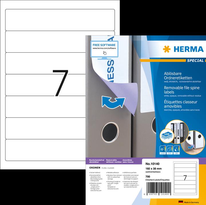 Produktbild HERMA Ablösbare Ordneretiketten A4