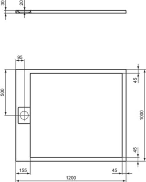 Produktbild Ideal Standard Ultra Flat S i.life Rechteck-Brausewanne, 1200x1000x30mm, T5228