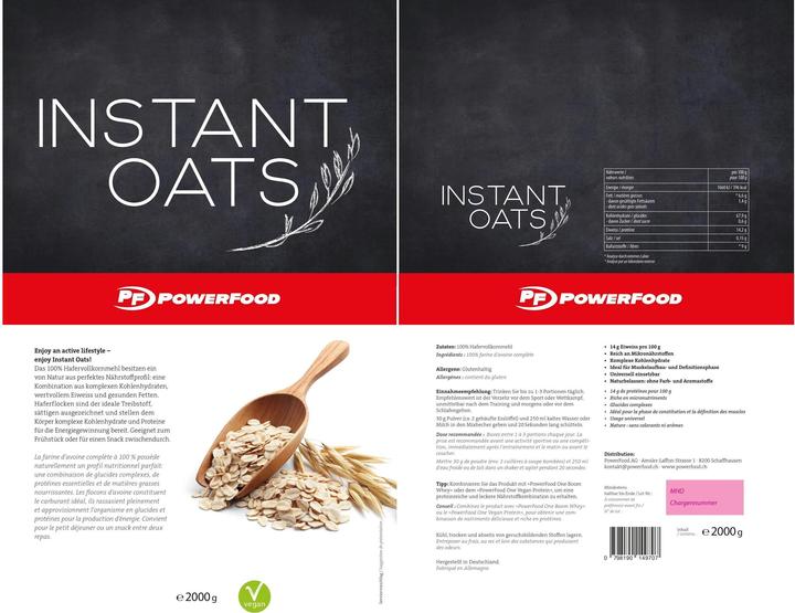Nutritional values and ingredients PowerFood One Instant Oats (Oats, 1 pcs., 2000 g)