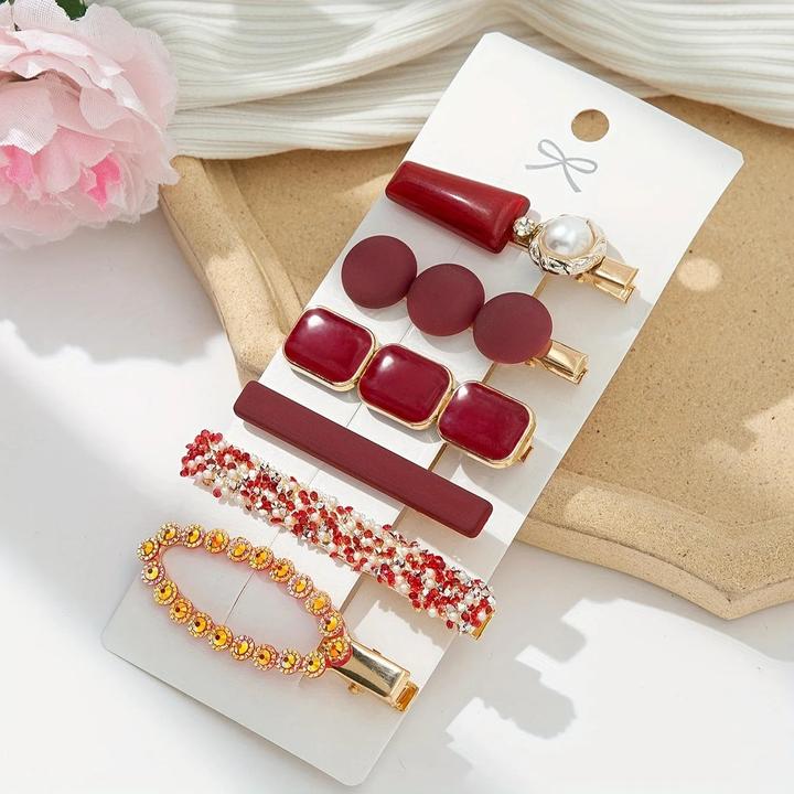 Produktbild Activity Board 6 Stück elegantes Haarspangen-Set - Harz & Strass, mattierte & glitzernde Oberflächen in gemischten (6 Stk.)