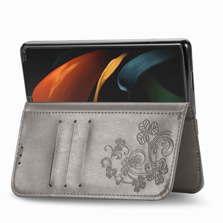 Produktbild König Design Hülle Handy Schutz für Samsung Galaxy Z Fold3 5G Case Cover Tasche Etuis Grau (Samsung Galaxy Z Fold3)
