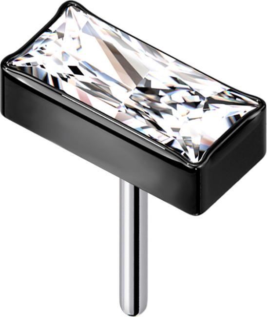 Star Piercing Threadless rechteck schwarz Kristall silber (ohne Messing, Titan G23)