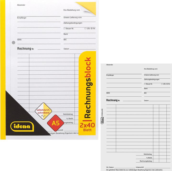 Immagine prodotto Idena Libro delle fatture A5 2x40 fogli FSC-Mix (80 x)