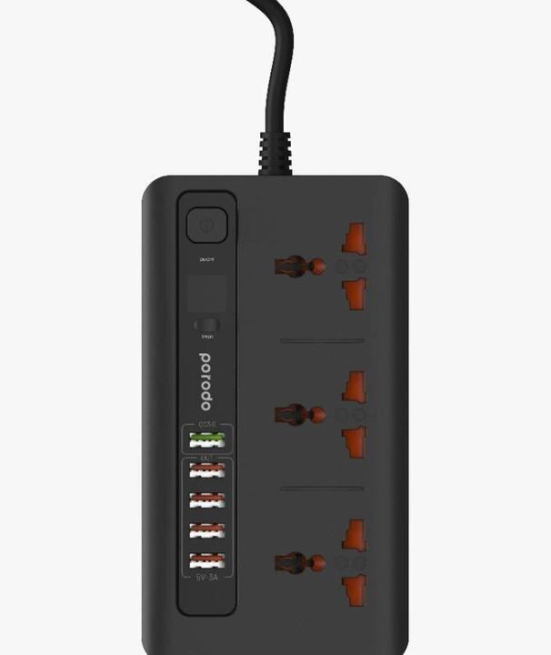 Produktbild Porodo 4 USB Port 3.4A + 1 QC 3.0 with 3 Universal Power Sockets 10A ( EU ) (USB-C, 4 Ports)