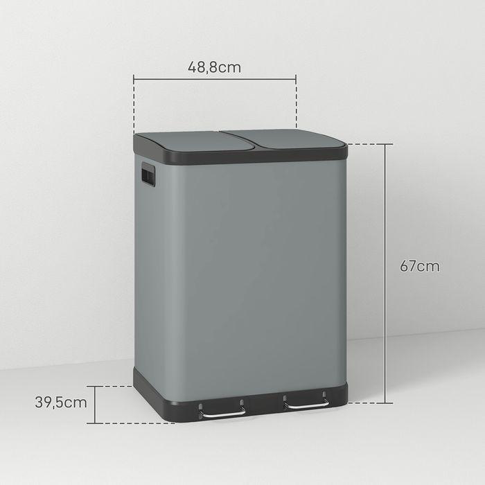 Image du produit Swisshandel24 Mülleimer 2 x 30L Treteimer mit Deckel, Fusspedal, Inneneimer, Metall (60 l)