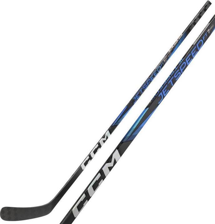 Actual product image CCM JetSpeed FT7 PRO JR composite hockey stick in special colours (left, JR 50 Flex, 28, chrome) (Left)