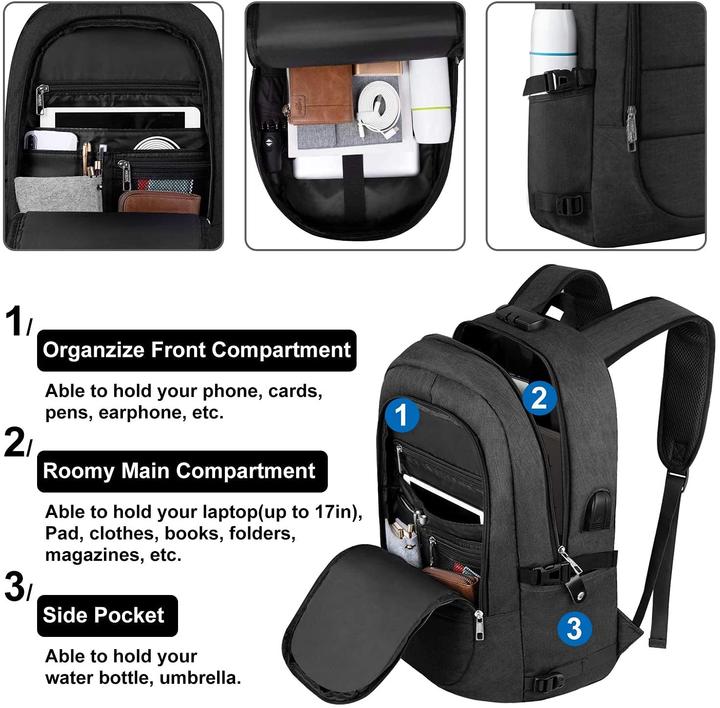 Produktbild Ambor Laptop Rucksack Herren, 17,3 Zoll mit USB