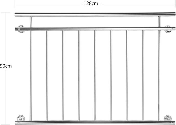 Produktbild Wiltec Balkongeländer Edelstahl 90x128cm französischer Balkon Geländer Robust