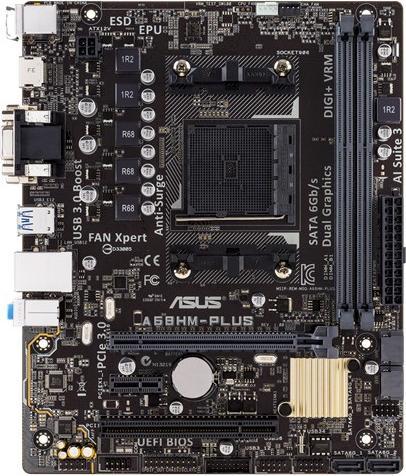 Produktbild ASUS Mainboard A68HM-PLUS FM2+ 2xDDR3 4xSATA3 mATX (FM2+, AMD A68H, mATX, Flex-ATX)