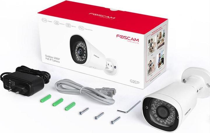 Produktbild Foscam G2EP - IP-Sicherheitskamera - Outdoor - Geschoss - Wand - Weiss - 90° (1920 x 1080 Pixels)