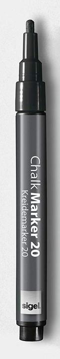 Actual product image Sigel Chalk marker 20 bullet tip (Black, 2 mm, 2 x)