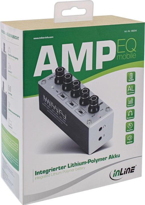 Immagine prodotto InLine AmpEQ mobile (Controllo del tono, interruttore di guadagno, USB-DAC, Display, Microfono)