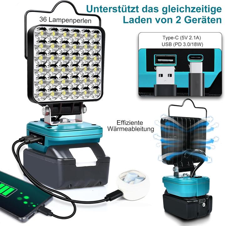 Image du produit Gzyz Akku-LED-Arbeitsleuchte (5400 lm)
