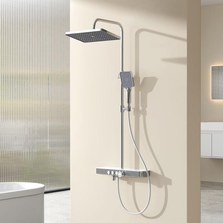 Immagine prodotto Emke Sistema di doccia termostatato, doccia+doccia di aspirazione+sorta inferiore, cromo