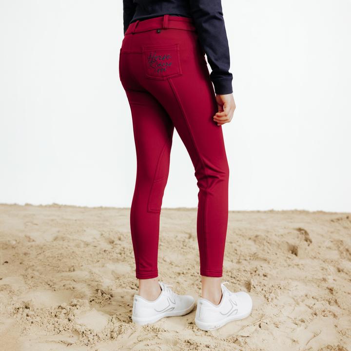 Actual product image Fouganza Kids' Horse Riding Warm Jodhpurs 100 - Purple/Cherry (146)