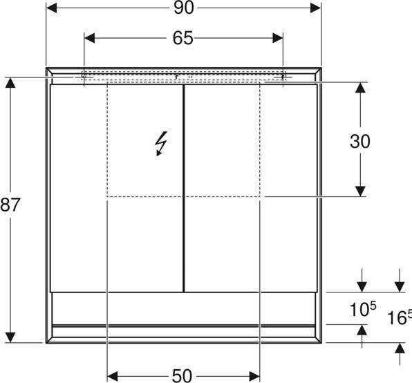 Actual product image Geberit ONE mirror cabinet with ComfortLight, 2 doors, surface mounted, with niche, 90x90x15cm, 505. (90 x 15 x 90 cm)