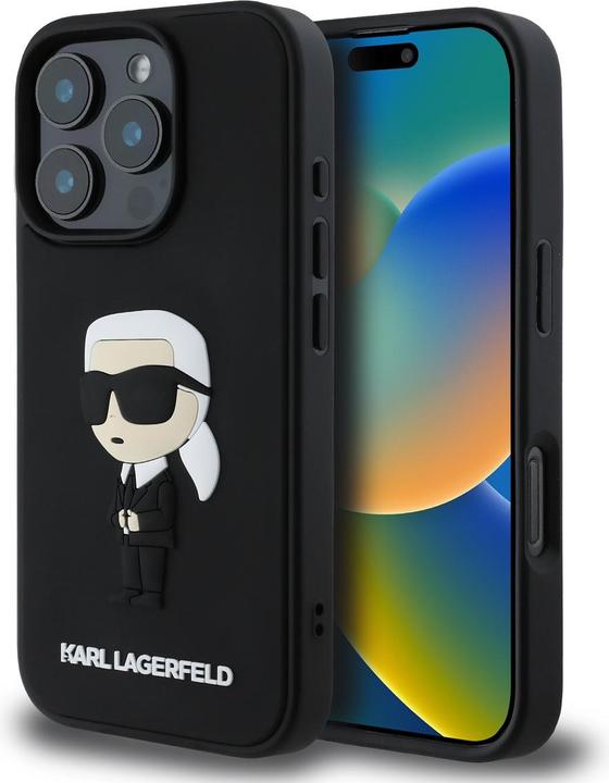 Karl Lagerfeld Étui 3D Rubber Ikonik pour iPhone 16 Pro Max Noir (Apple iPhone 16 Pro Max)