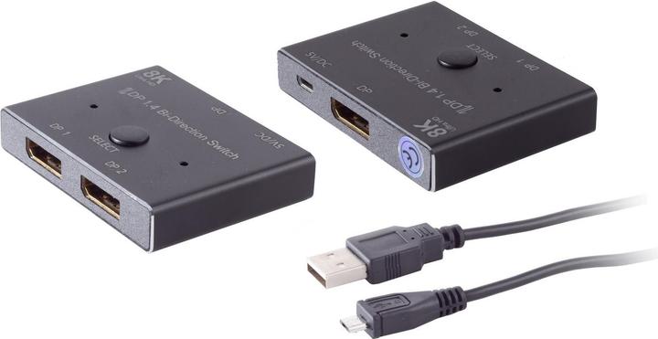 Shiverpeaks ®-PROFESSIONAL Commutateur DisplayPort 1.4 2x1, bidirectionnel, 8K