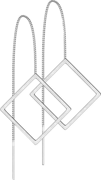 Star Piercing Ohrstecker silber freifallende Kette mit Quadratisch (ohne Messing, Chirurgenstahl 316L)