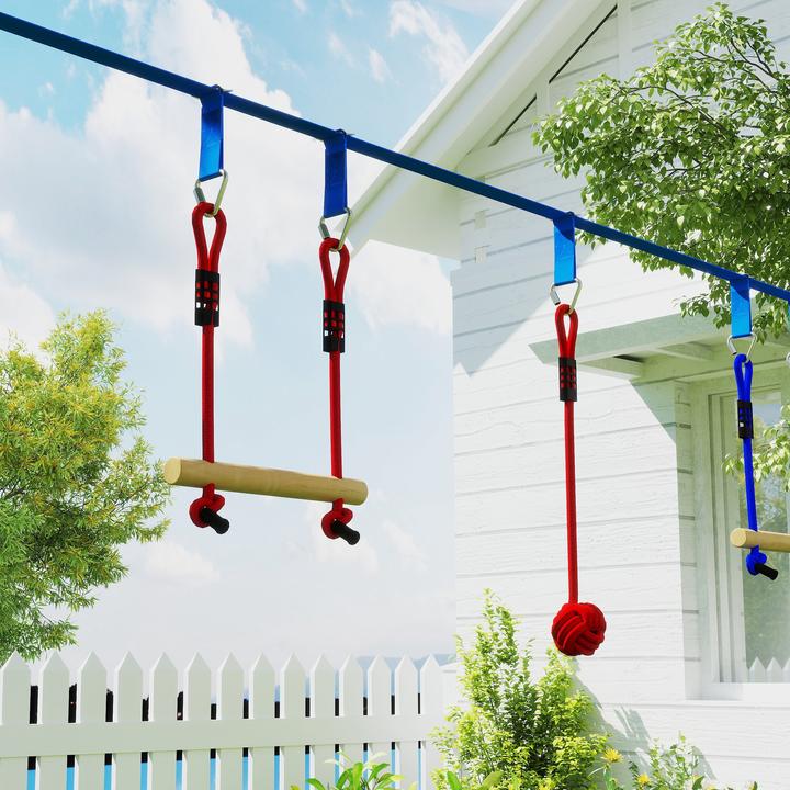 Actual product image Aiyaplay Ninja Slackline-Set Polyester, Kunststoff Blau+Rot
