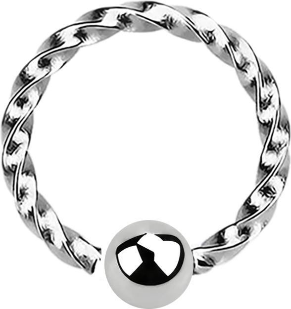 Immagine prodotto Star Piercing Anello Micro Closure argento con pallina intrecciata fissata su un lato (senza ottone, Acciaio chirurgico 316L)