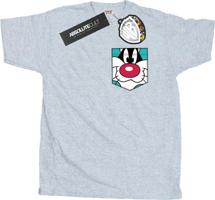 Immagine prodotto Looney Tunes Sylvester Face Faux Pocket Maglietta Uomo (XL)