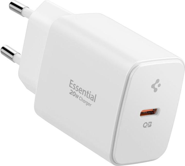 Spigen - Wall Charger Essential (EE201EU) - Type-C, GaN, Fast Charging, PD20W, Quantum Boost - White (20 W)