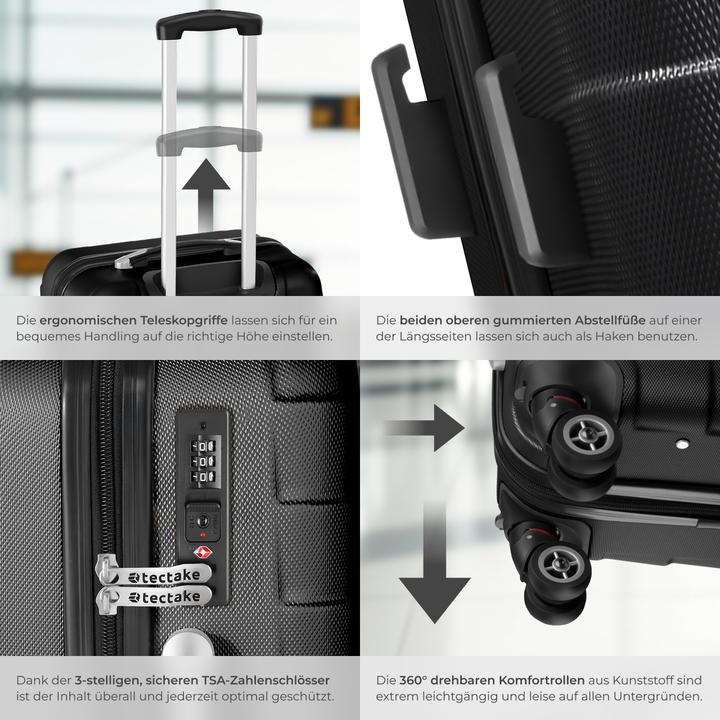 Image du produit tectake Jeu de 3 trolleys (98 l, M (50 - 90l), L (90 - 115l))