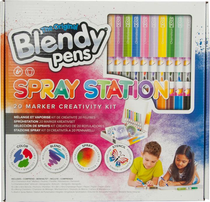 Actual product image Triton Blendy Pens Spray Station Set of 20 felt tip pens with built in spray station, 10 colouring pens (Multicoloured, 20 x)