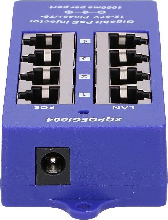 Actual product image Extralink POE INJECTOR 4 PORT GIGABIT - - 4-Port Gigabit Ethernet (802.3at (PoE+), 48 W)