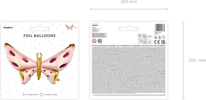 Immagine prodotto Partydeco Palloncino in foil Butterfly 120 x 87 cm, Oro/Rosa