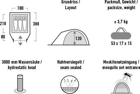 Productafbeelding High Peak Nevada 3.0 (Koepeltent, 3.70 kg, 3 personen)