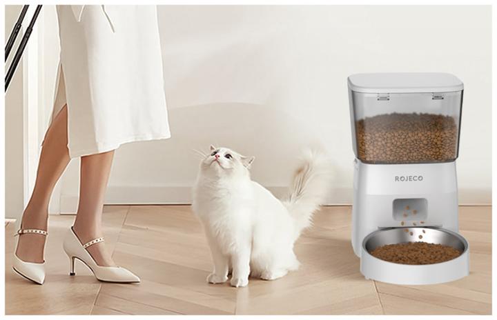 Actual product image Rojeco 2L Automatic Pet Feeder Button Version (White) (2 l)