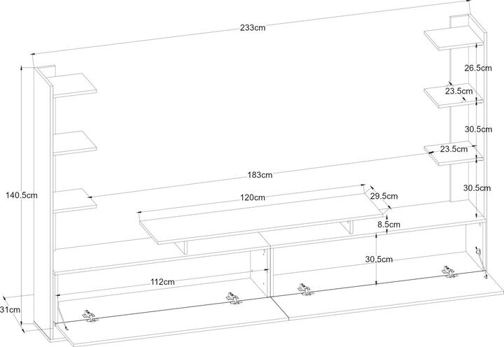 Actual product image En.Casa Fernsehschrank Rauki 233x31x141 cm Walnussoptik