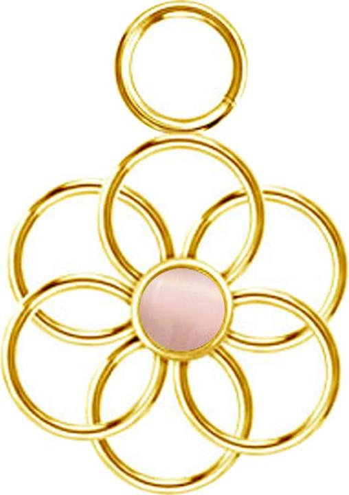 Star Piercing Anhänger vergoldet pinker Katzenauge Stein Blume des Lebens (Chirurgenstahl 316L, Mineralisch, ohne Messing)