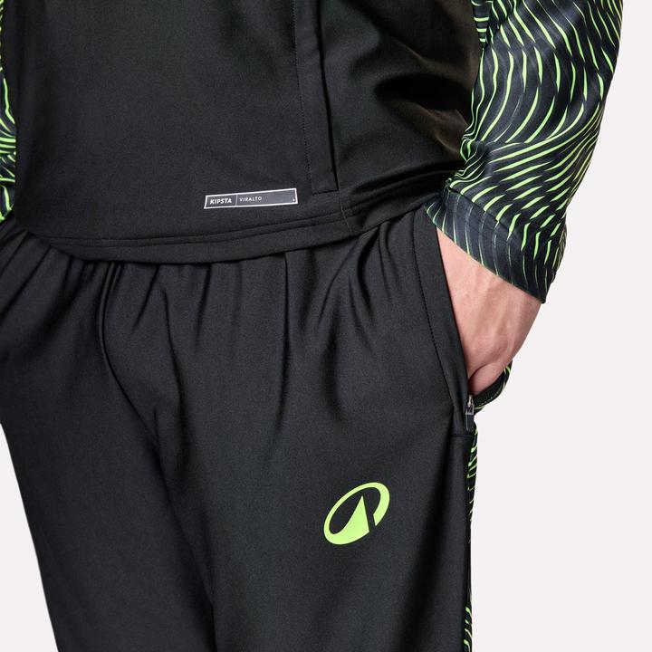 Actual product image Kipsta Damen/Herren Fussball Trainingshose - VIRALTO Wave schwarz/neongelb (W32/L33)