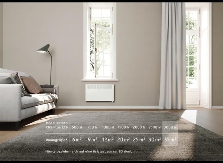 Produktbild Stiebel Eltron CNS 3000 Plus LCD, 3,0 kW Wandkonvektor für ca. 35 m², TÜV geprüft (3000 W)