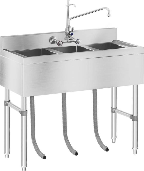 Image du produit Royal Catering Evier professionnel – 3 Bacs – 100 x 50 x 97 cm (Éviers à poser, 25 cm, 100 cm)