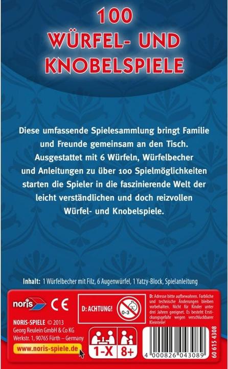 Produktbild Noris 100 Würfel- und Knobelspiele (Deutsch)