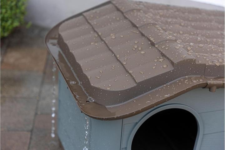 Immagine prodotto Kerbl 81341 Casetta per gatti Paola Eco, aspetto mediterraneo, plastica riciclata, grigio-verde-marrone (Gatto)