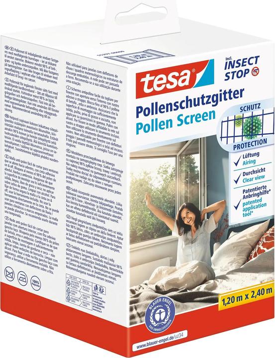 Produktbild tesa Pollenschutzgitter, für Allergiker, zuschneibar inkl. selbstklebendem Klettband (120 x 240 cm)