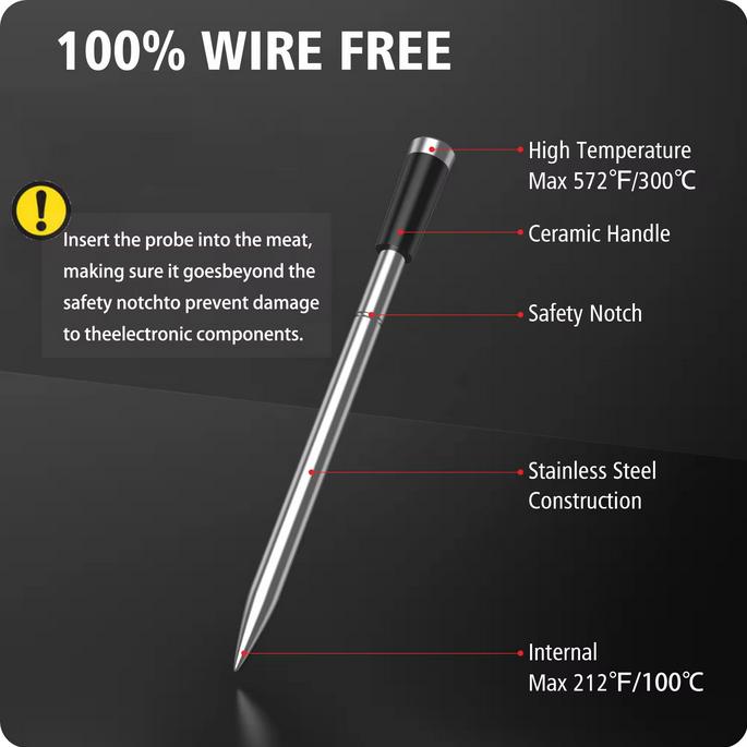 Immagine prodotto PhoneLook BFOUR Termometro intelligente Bluetooth per carne doppio BF-40 Batteria ecologica al litio Display