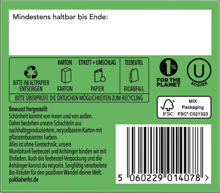 Valori nutrizionali e ingredienti Pukka Cancella (36 g)