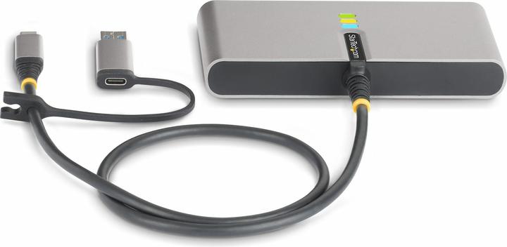 Actual product image StarTech com 2-Port USB-C Hub with Ethernet and RS-232, Attached USB-C to USB-A Dongle, 100W PD Pass (USB-C, 2 Ports)